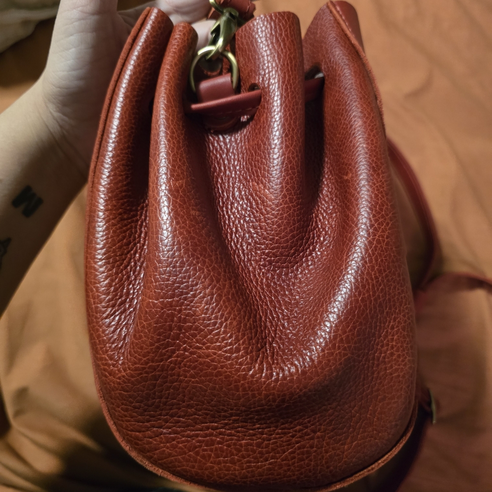 Portland Leather Red Bucket Bag - Picture 6 of 10